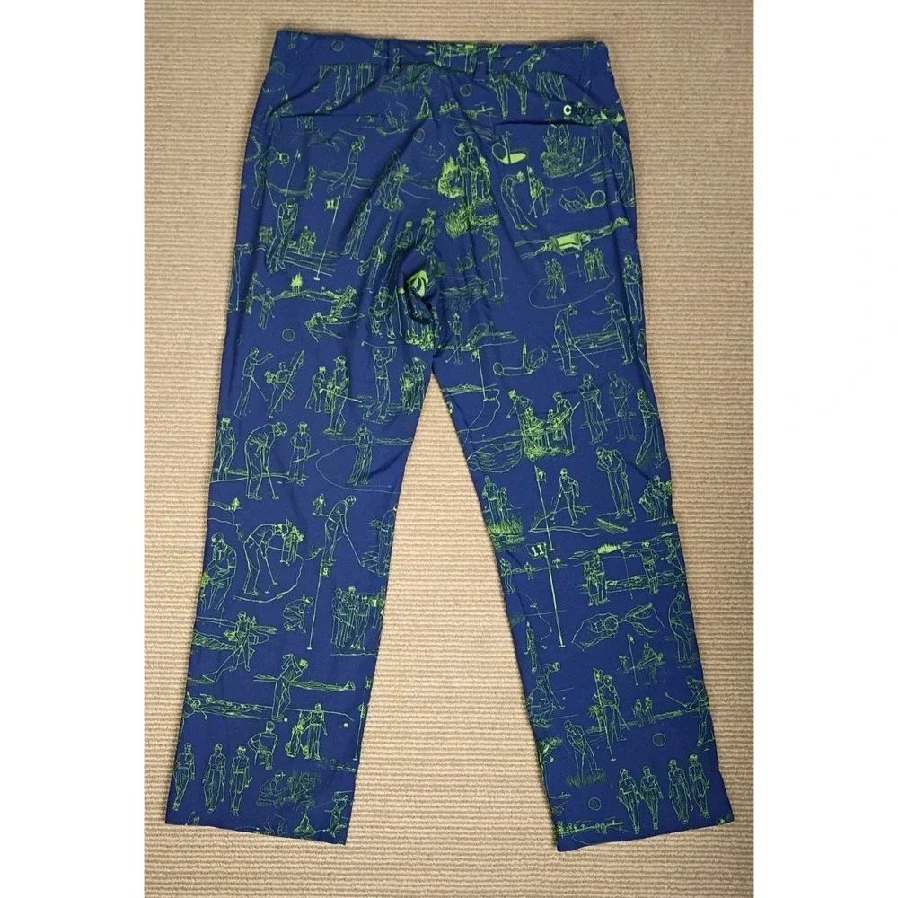 Travis Mathews Blue The Chive Men's Golf Pants Size 34 What's Your Play?